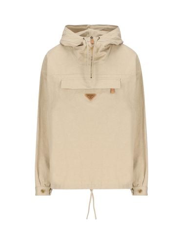 Prada Triangle Logo Plaque Hoodie - Prada - Modalova