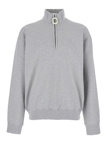 J. W. Anderson High Neck Sweatshirt With Zip Closure And Logo Embroidery In Cotton Man - J.W. Anderson - Modalova