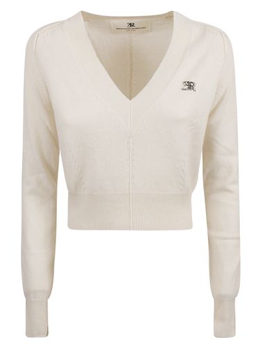 Chest Logo V-neck Sweater - Ermanno Scervino - Modalova