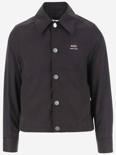 Cotton Blend Shirt With Logo - Ami Alexandre Mattiussi - Modalova