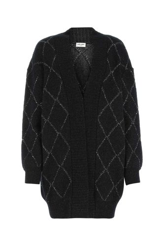 Embroidered Mohair Blend Oversize Cardigan - Saint Laurent - Modalova