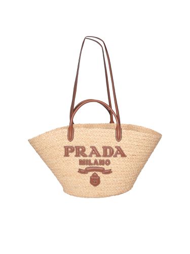 Prada Raffia Natural Shopping Bag - Prada - Modalova