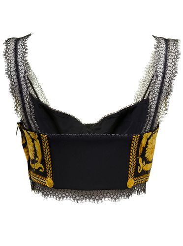 Baroque-print Cropped Top In Silk Woman - Versace - Modalova