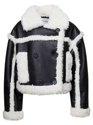 Khristy Black And White Shearling Jacket With Faux Fur Trims In Faux Leather Woman - STAND STUDIO - Modalova