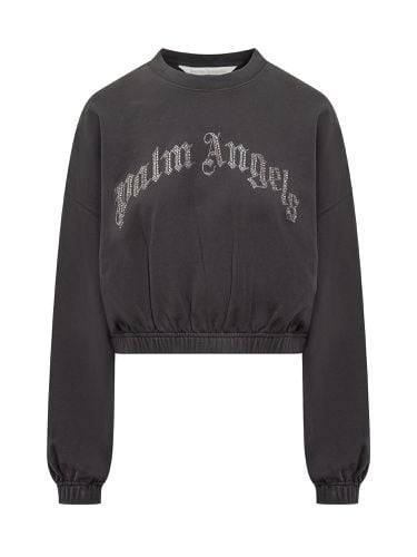 Rhinestone Logo Sweatshirt - Palm Angels - Modalova