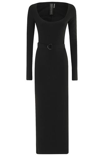 Long Sleeve Deep Scoop Neck Side Slit Gown - Norma Kamali - Modalova