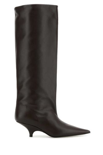 Dark Brown Leather The Wedge-heel Boots - Totême - Modalova