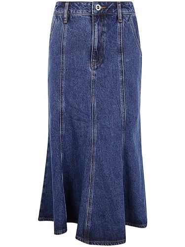 Flared Denim Midi Skirt - self-portrait - Modalova