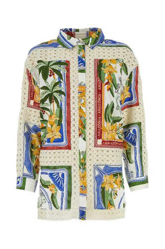 Printed Linen Blend Tropical Destination Oversize Shirt - Farm Rio - Modalova