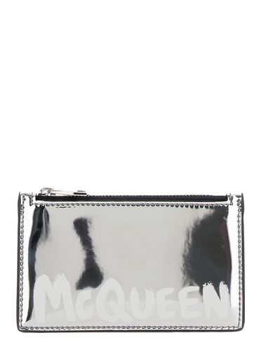 Silver Card-holder With Mcqueen Graffiti Logo In Laminated Leather Man - Alexander McQueen - Modalova
