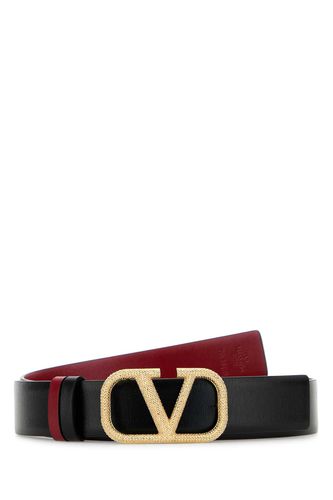 Black Leather Vlogo Signature Reversible Belt - Valentino Garavani - Modalova