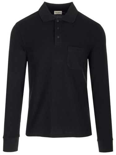 Button Detailed Long-sleeved Polo Shirt - Saint Laurent - Modalova