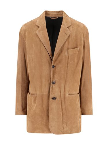 Single-breasted Suede Jacket - Giorgio Armani - Modalova