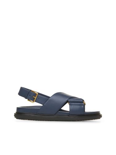 Blue Leather Fussbett Sandals Marni - Marni - Modalova