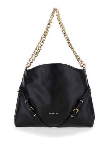 Voyou Chain Medium Shoulder Bag With Logo Detail In Hammered Leather Woman - Givenchy - Modalova