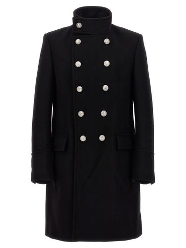 Balmain Black Wool Blend Coat - Balmain - Modalova