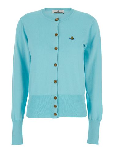 Light Blue Cardigan With Buttons In Cotton Woman - Vivienne Westwood - Modalova
