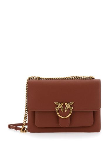 Love One Shoulder Bag With Love Birds Diamond Cut Logo On The Front In Hammered Leather Woman - Pinko - Modalova