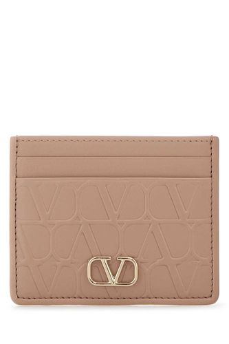 Powder Pink Leather Vlogo Card Holder - Valentino Garavani - Modalova