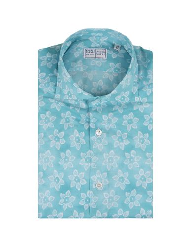 Light Panamino Sean Shirt With Floral Pattern - Fedeli - Modalova