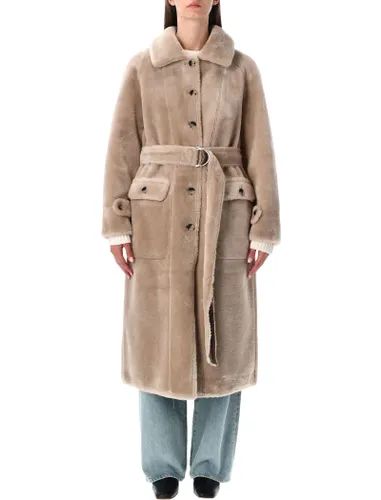 Reversible Faux Fur Belted Coat With Suede Interior - urbancode - Modalova