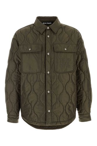 Army Green Polyester Padded Jacket - Palm Angels - Modalova