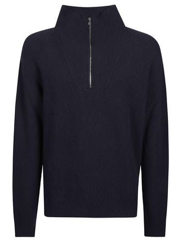 Paura Ribbed Zip Placket Pullover - Paura - Modalova