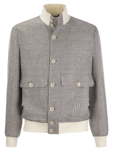 Linen, Wool And Silk Checked Jacket - Brunello Cucinelli - Modalova