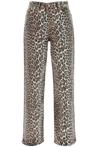 Printed Stretch Denim Wide-leg Jeans - Ganni - Modalova