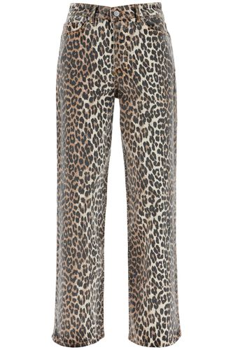 Printed Stretch Denim Wide-leg Jeans - Ganni - Modalova