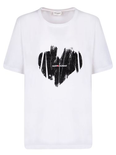 Heart Saint Laurent White T-shirt - Saint Laurent - Modalova