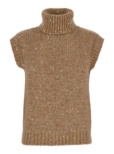 Sleeveless Sweater With All-over Sequins In Cotton And Mohair Blend Woman - Eleventy - Modalova