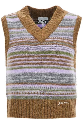 Soft Striped Knit Vest With A Comfortable - Ganni - Modalova