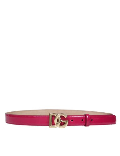 Belt In Glossy Calfskin With Crossed Dg Logo - Dolce & Gabbana - Modalova