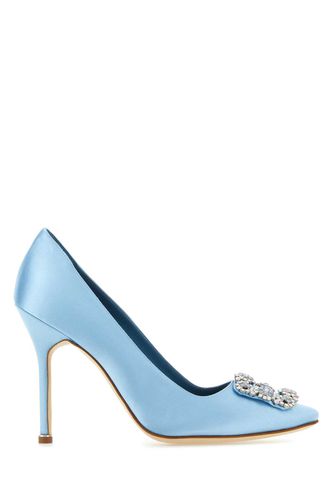 Light Blue Satin Hangisi Pumps - Manolo Blahnik - Modalova