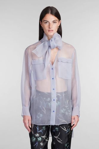 Giorgio Armani Shirt In Cyan Silk - Giorgio Armani - Modalova