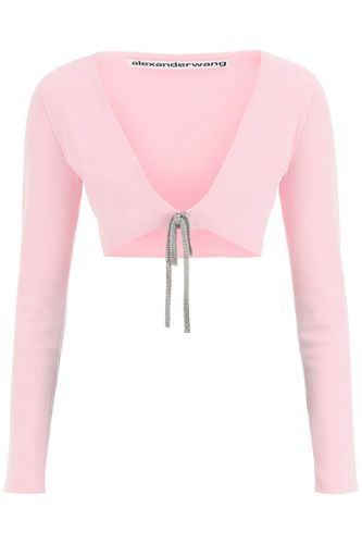 Pink Stretch Cotton Blend Wrap-over Cardigan - Alexander Wang - Modalova