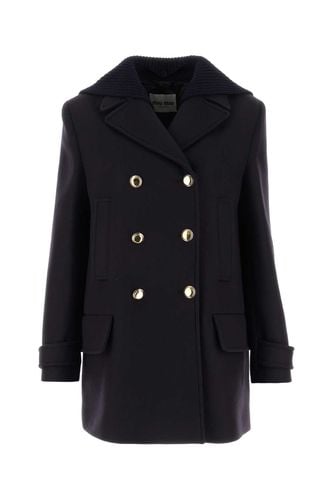 Miu Miu Navy Blue Wool Coat - Miu Miu - Modalova