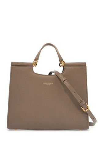 Beige Calfskin Tote Bag With Adjustable Shoulder Strap - Dolce & Gabbana - Modalova