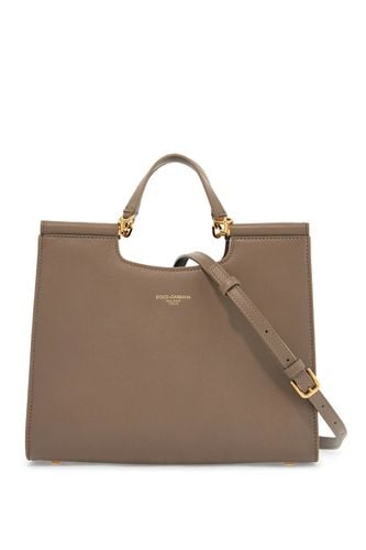 Beige Calfskin Tote Bag With Adjustable Shoulder Strap - Dolce & Gabbana - Modalova