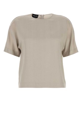 Dove Grey Satin T-shirt - Giorgio Armani - Modalova