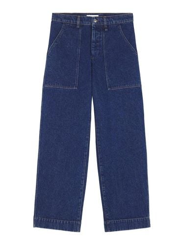 Wide Leg Jeans Medium blue denim workwear pants with straight leg - Workwear Pants - Maison Kitsuné - Modalova