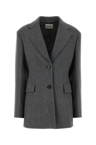 Miu Miu Dark Grey Wool Blazer - Miu Miu - Modalova