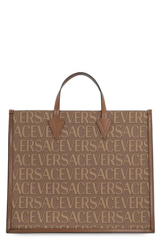 Canvas And Leather Shopping Bag - Versace - Modalova
