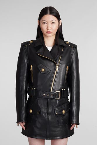 Biker Jacket In Leather - Balmain - Modalova