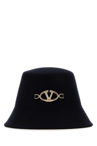 Midnight Blue Felt Bucket Hat - Valentino Garavani - Modalova