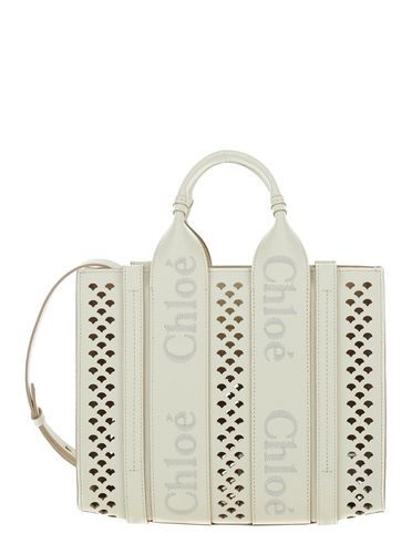 Piccola Woody Tote Bag With Perforated Edges And Logo In Grained Leather Woman - Chloé - Modalova