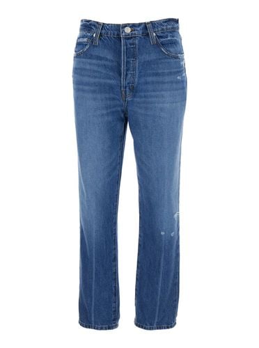 Le Mec Blue Jeans With Used Effect In Cotton Denim Woman - Frame - Modalova