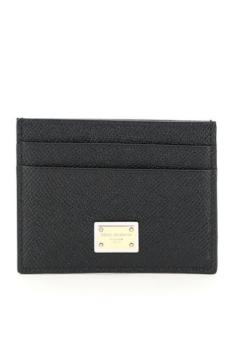 Leather Card Holder With Logo Plaque - Dolce & Gabbana - Modalova