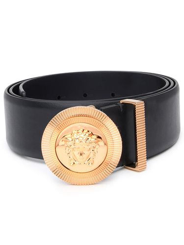 Versace Medusa Black Leather Belt - Versace - Modalova